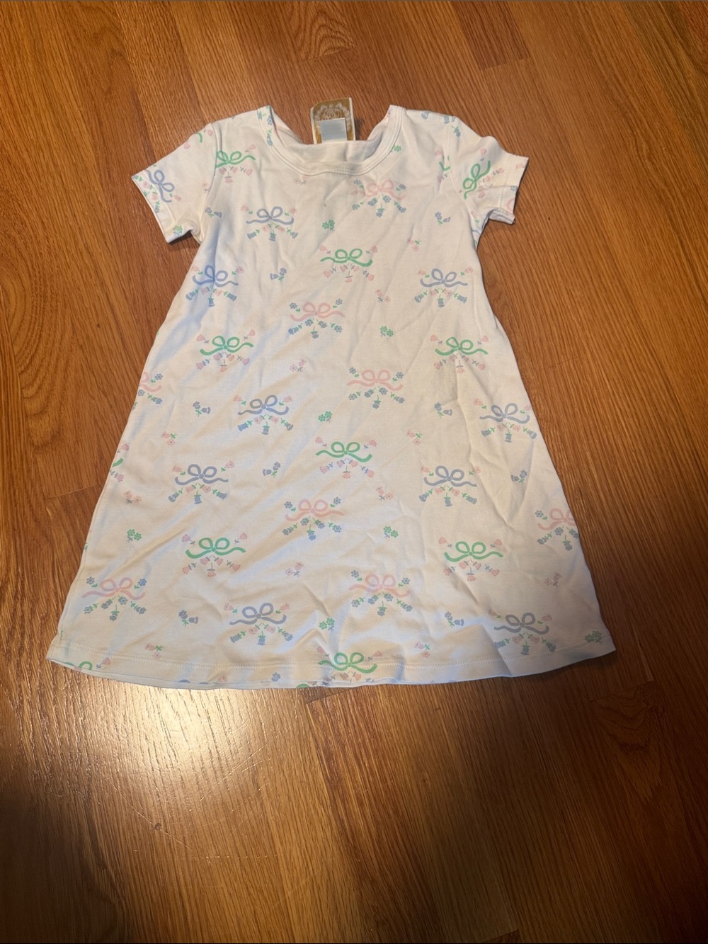 The Beaufort Bonnet Company White Dress with Pastel Green, Pink, Blue Bows